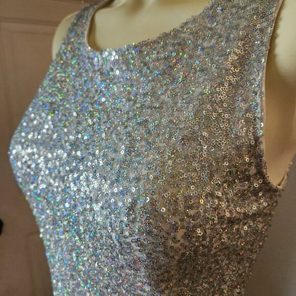 DIVIDED By H&M Sequin Embellished Sleeveless Open Back Mini Dress - Size 10 - Picture 3 of 11